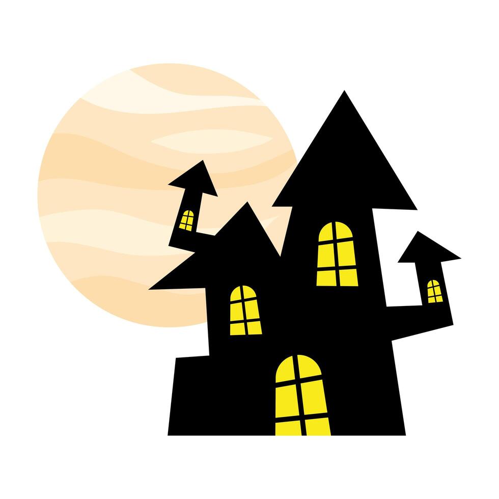 halloween house in front of moon design vector