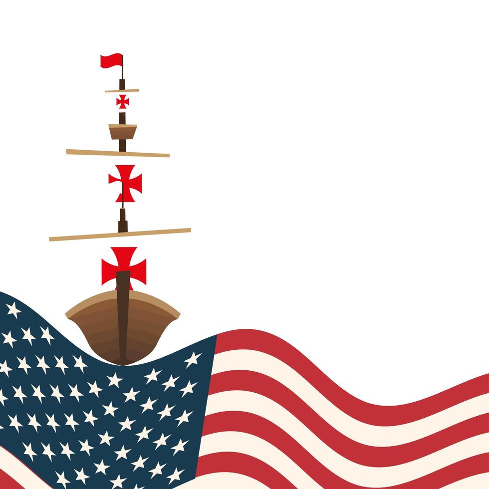 Christopher Columbus ship with usa vector design