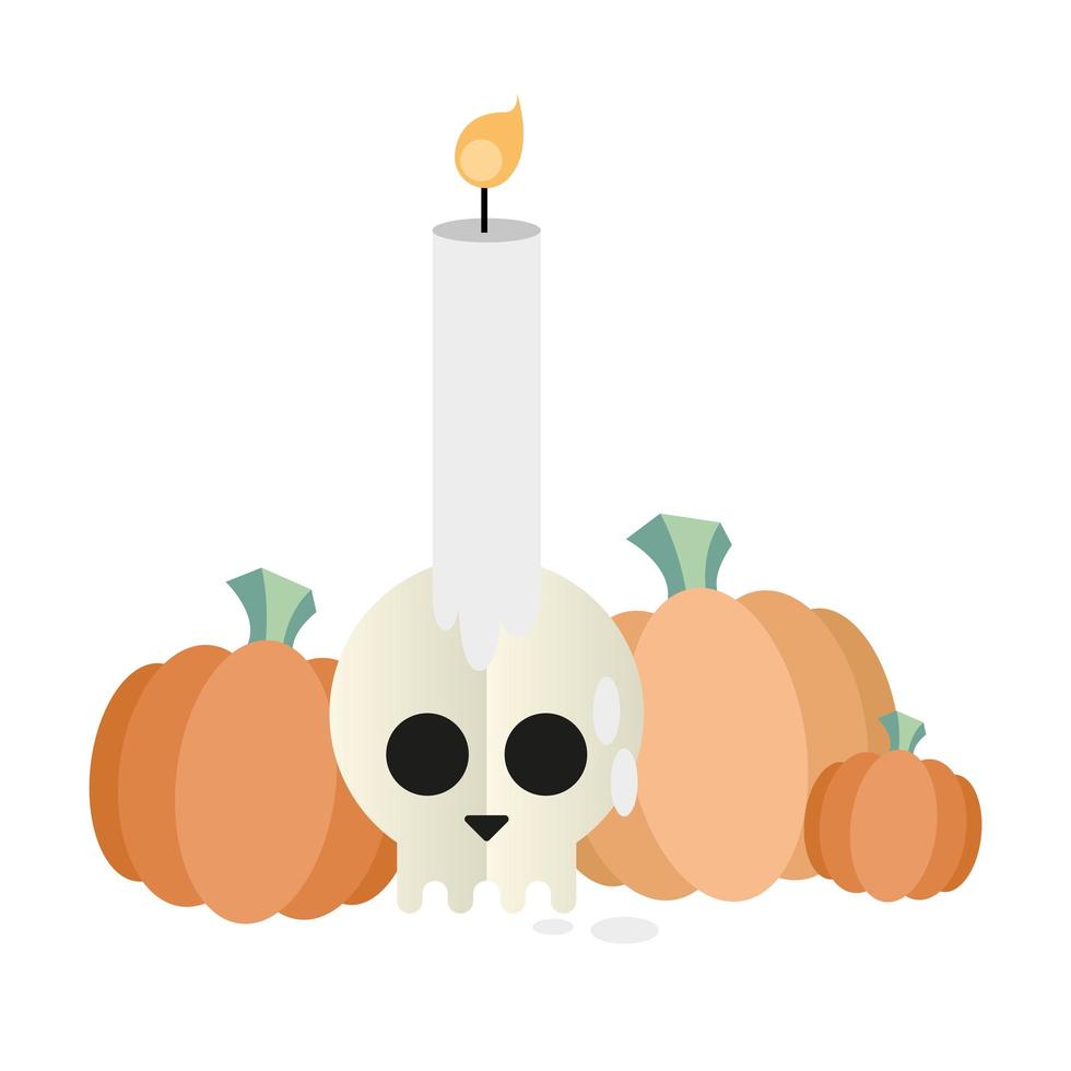 Halloween pumpkins with skull vector design