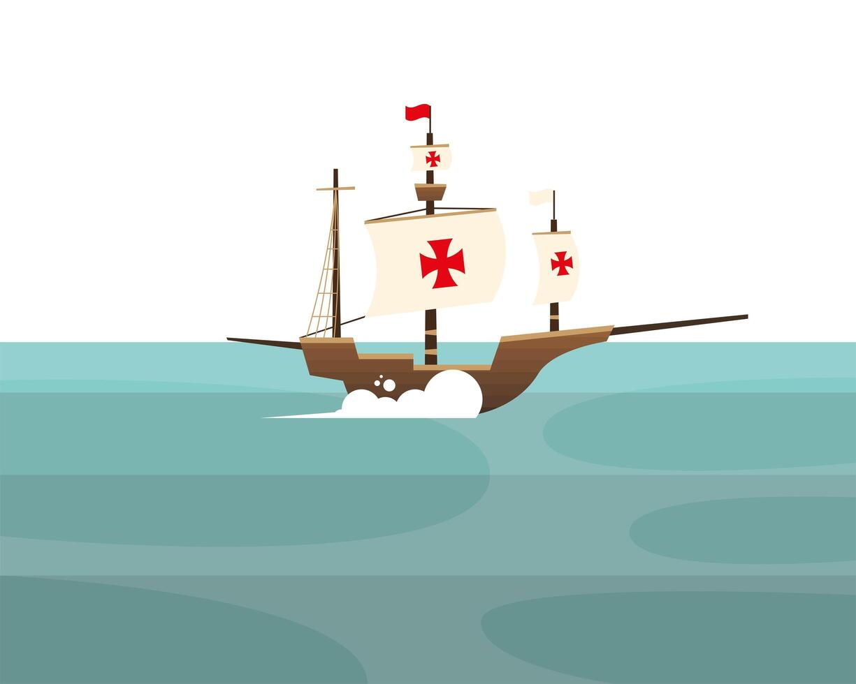 Christopher Columbus ship at the sea vector design