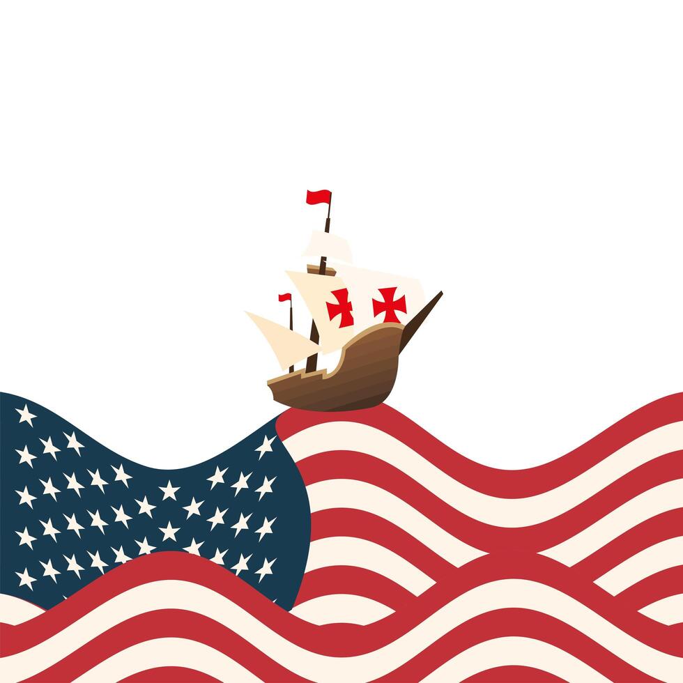 Christopher Columbus ship with usa vector design