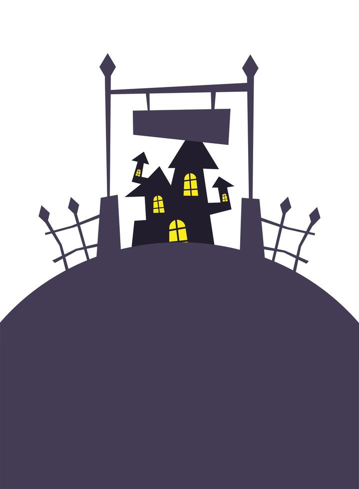 halloween gate and house design vector