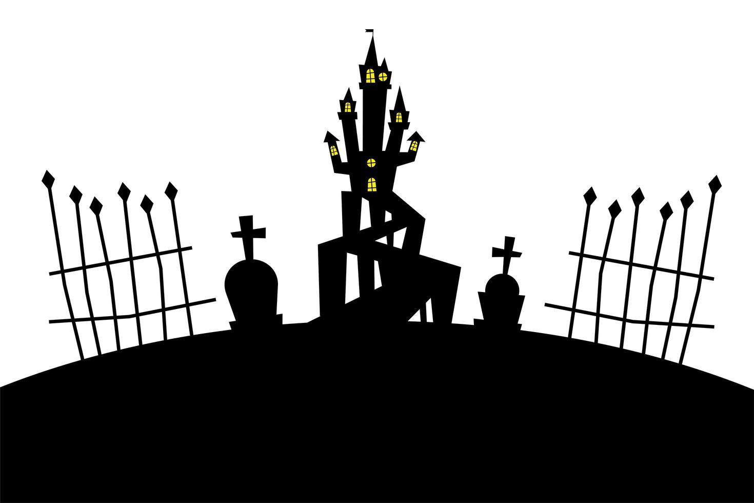 casa de halloween en el diseño del vector del cementerio