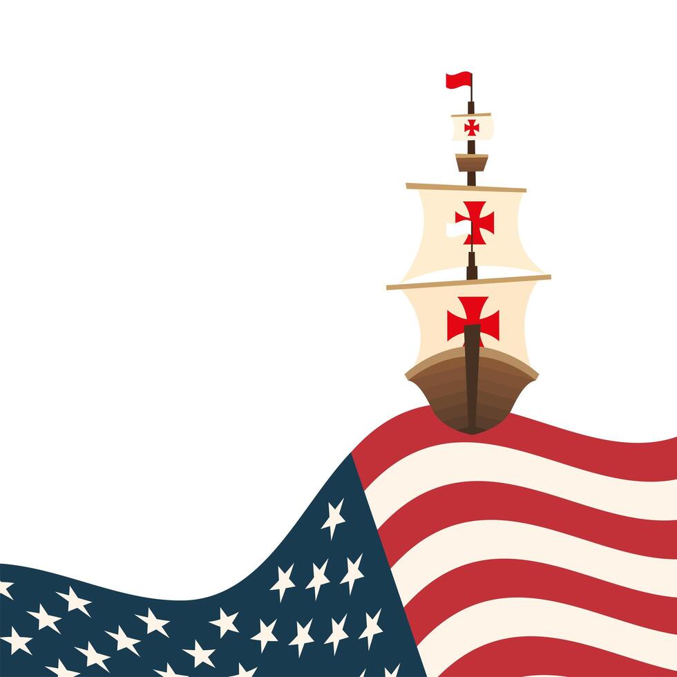 Christopher Columbus ship with usa vector design