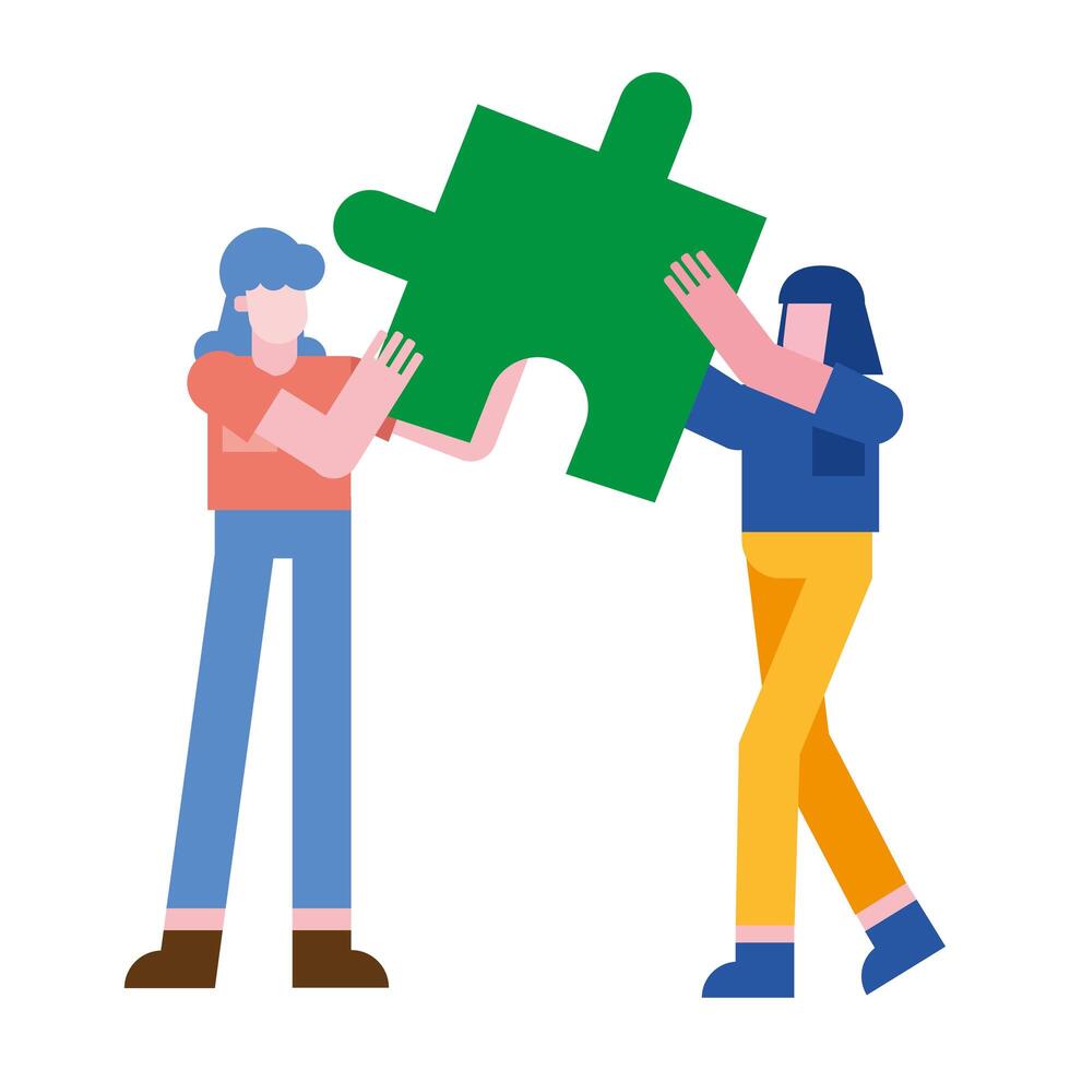 women with puzzles design vector
