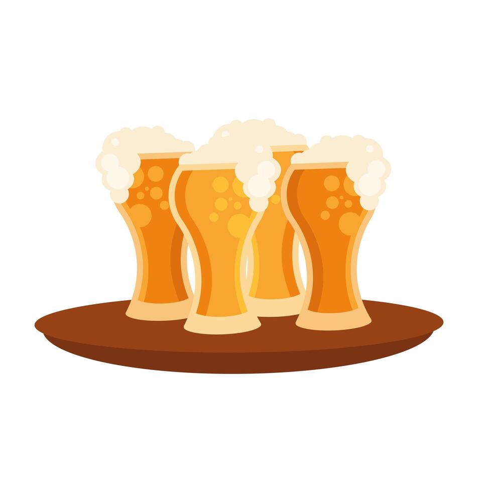 beer glasses on tray design vector