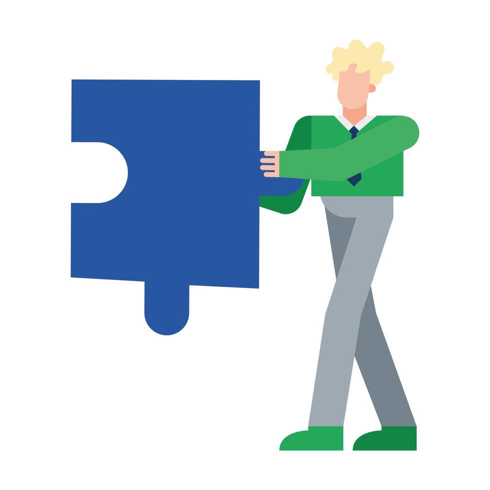 blond man with puzzle vector design