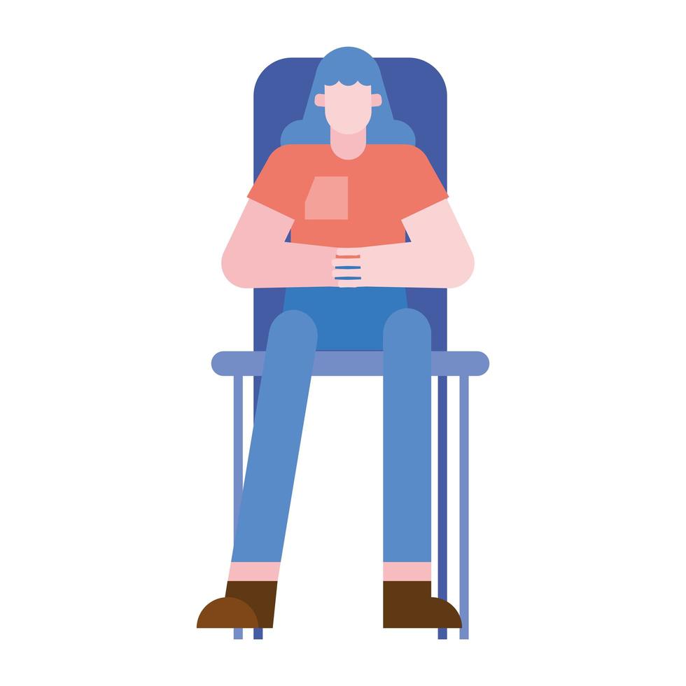 woman cartoon on chair vector design