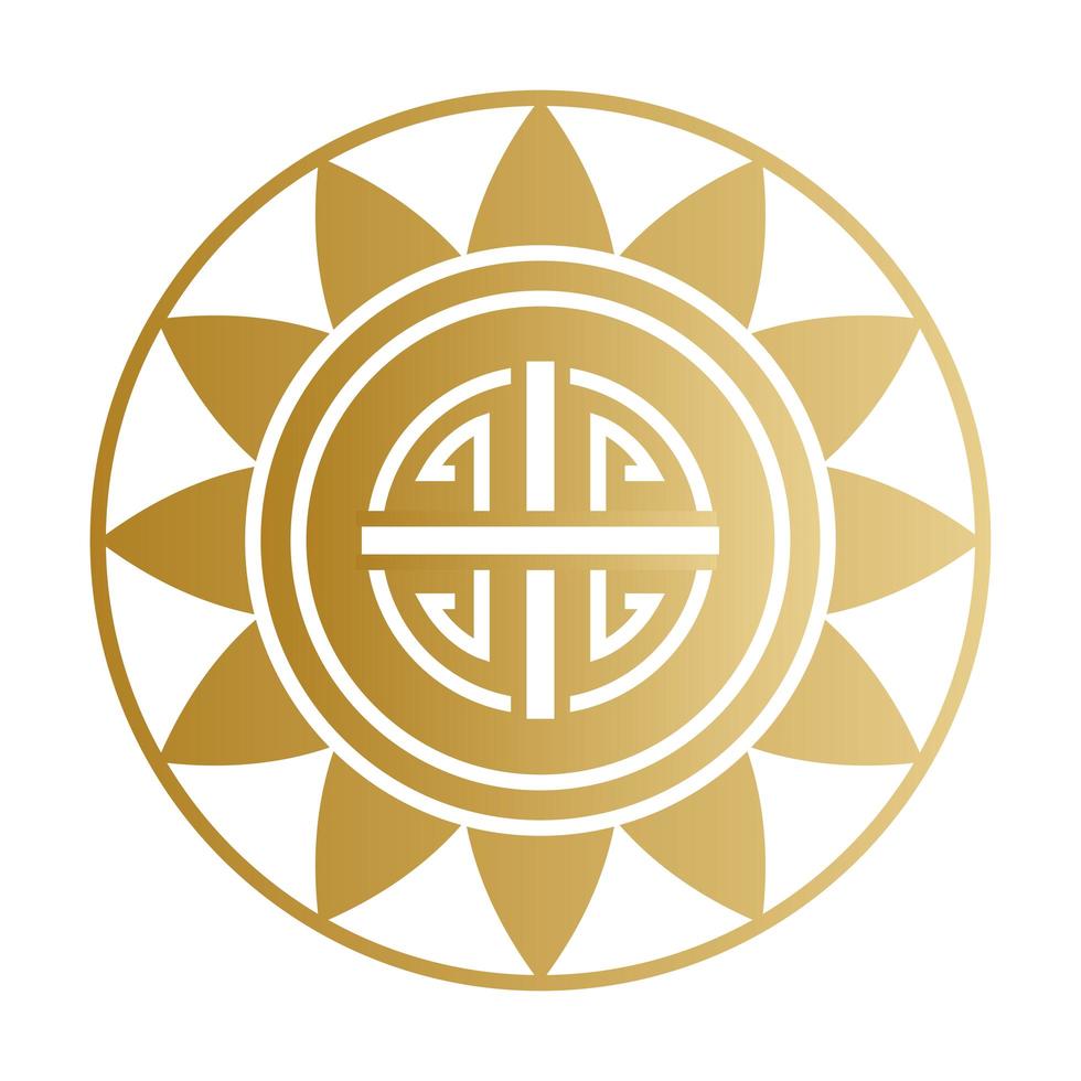 chinese symbol seal stamp gold vector design