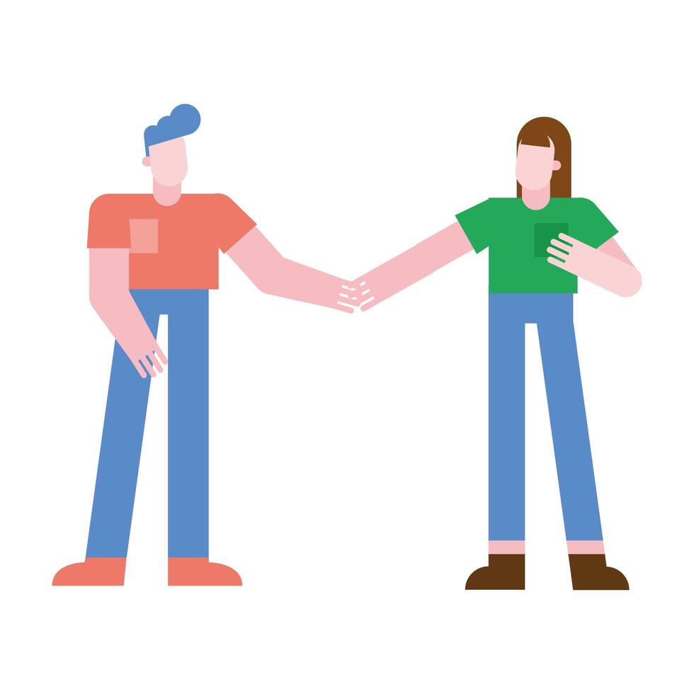 Pareja de mujer y hombre tomados de la mano diseño vectorial vector