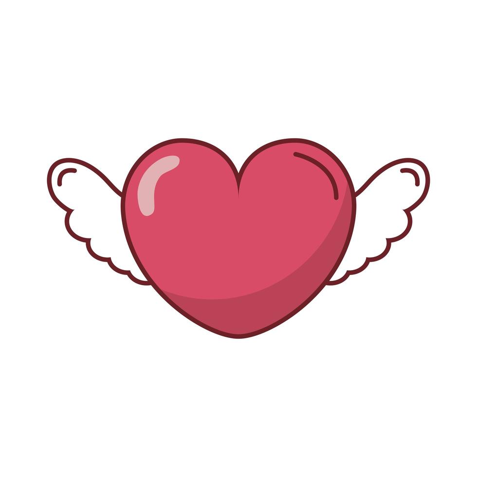 feliz dia de san valentin corazon con alas vector