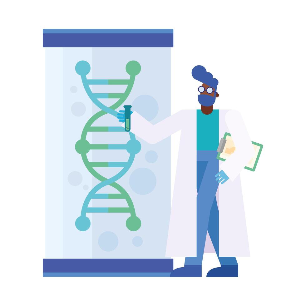 estructura de adn en jar y diseño de vector de hombre químico