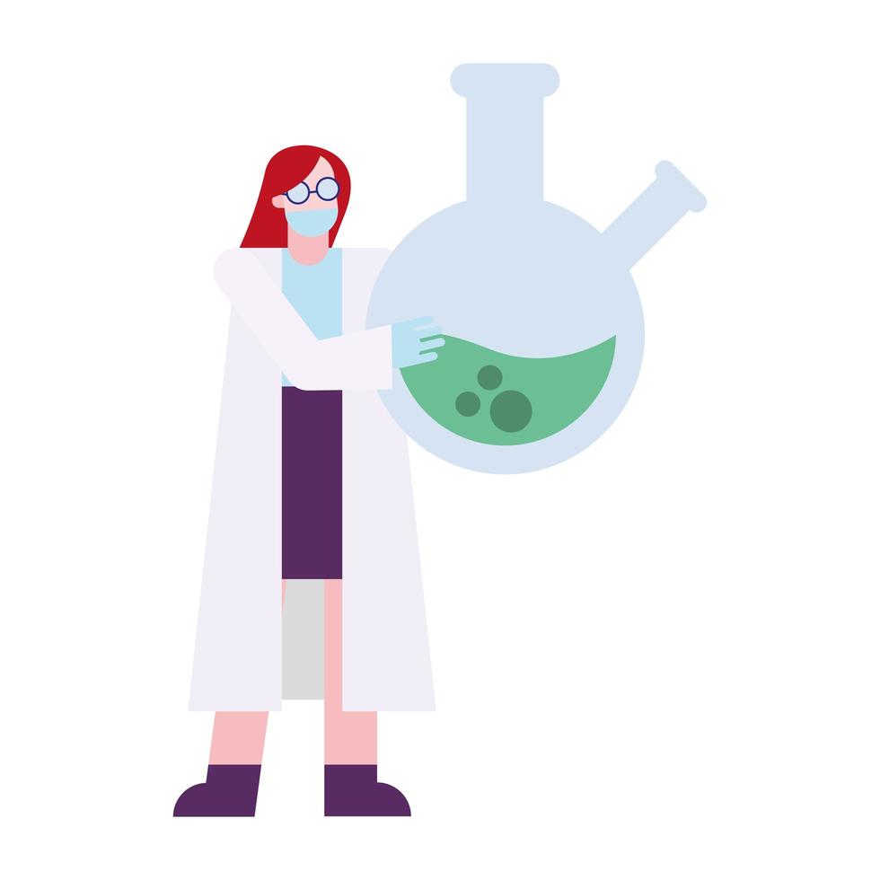 Mujer química con diseño de vector de matraz de esfera