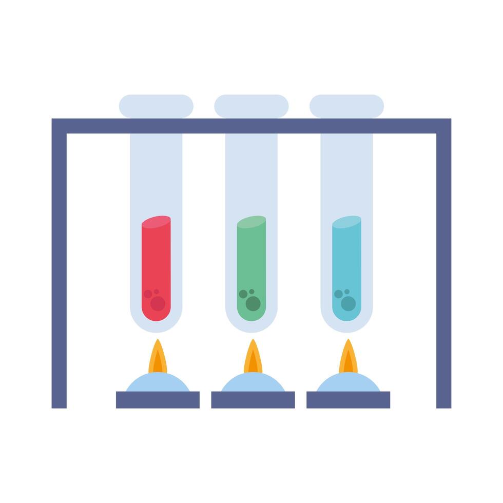 Tubos de química con diseño vectorial de llamas vector