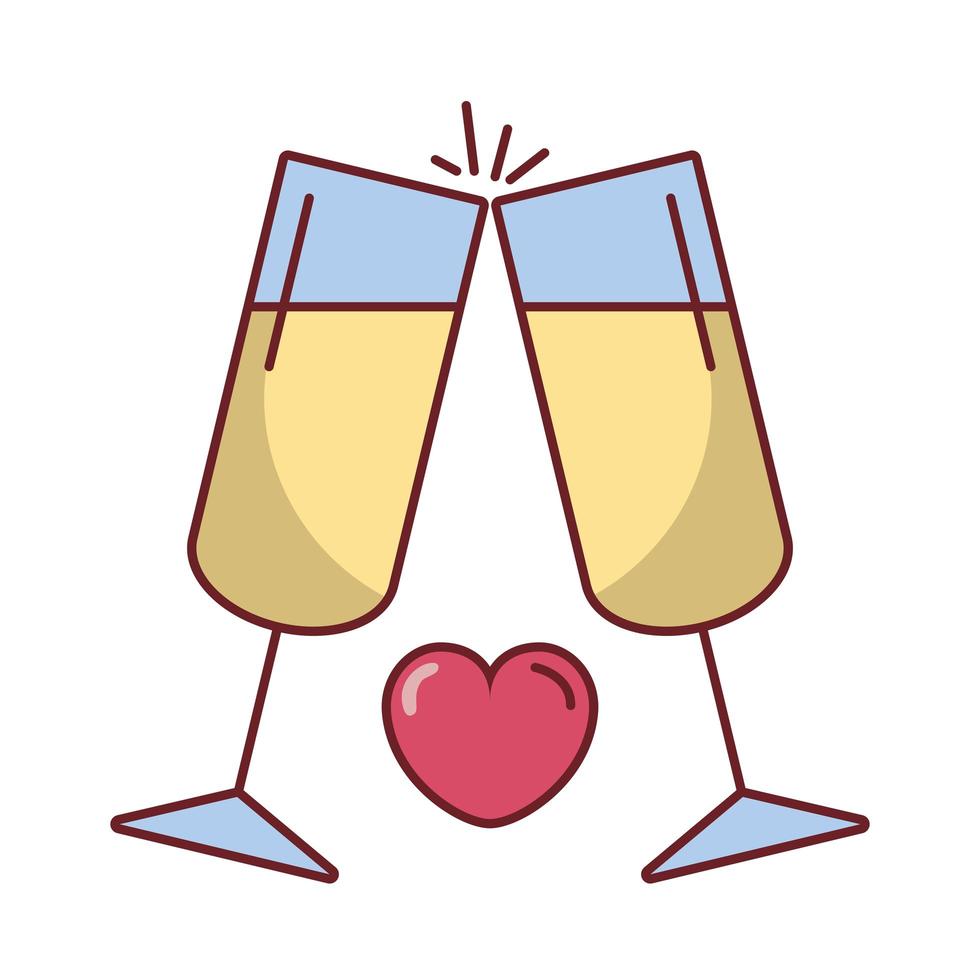 valentines day wine glasses with a heart vector