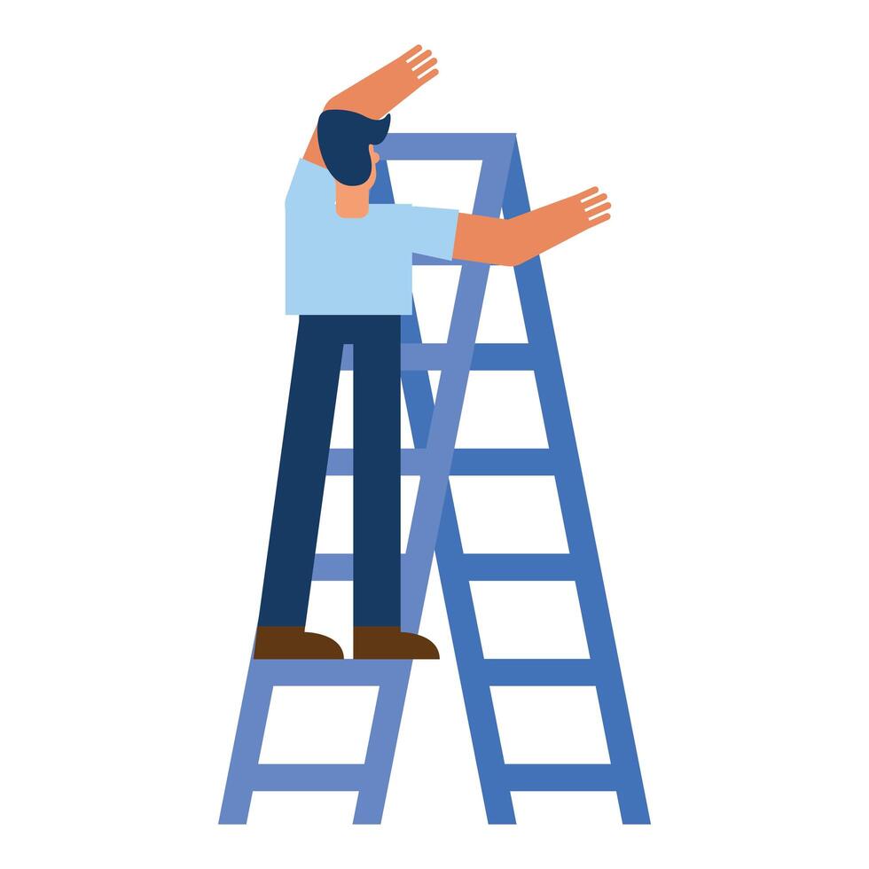 man on ladder design vector