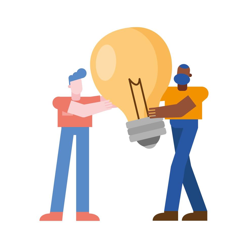 men with light bulb vector design