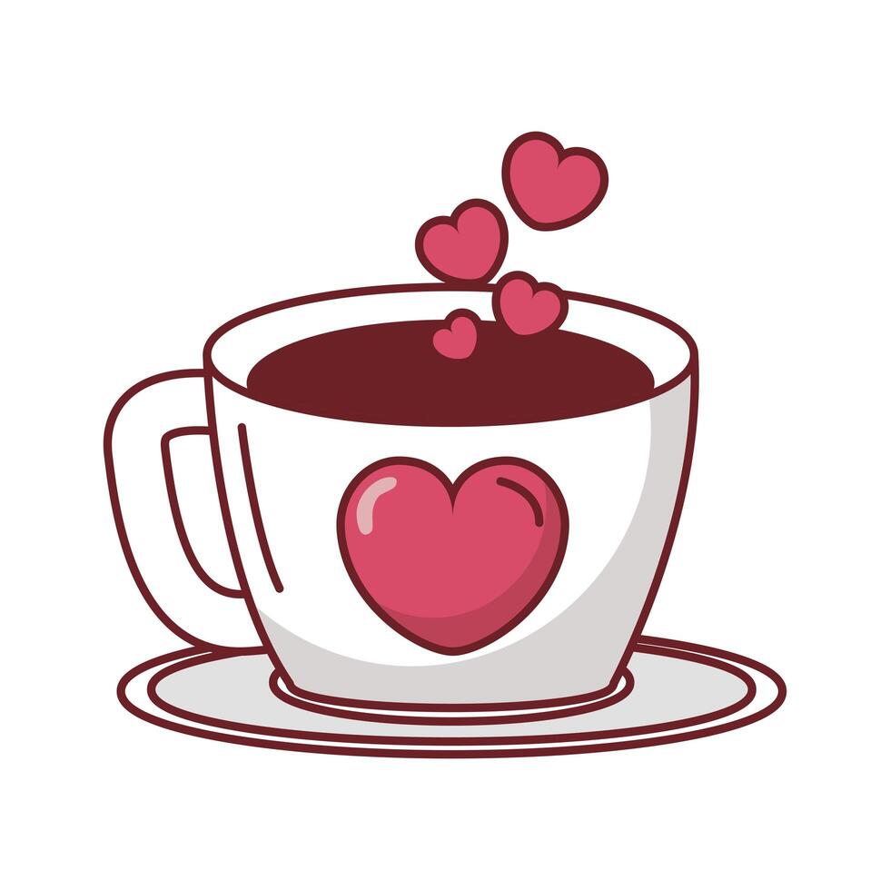 feliz dia de san valentin taza de cafe con corazones vector