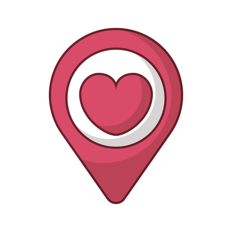 happy valentines day pin location with heart vector