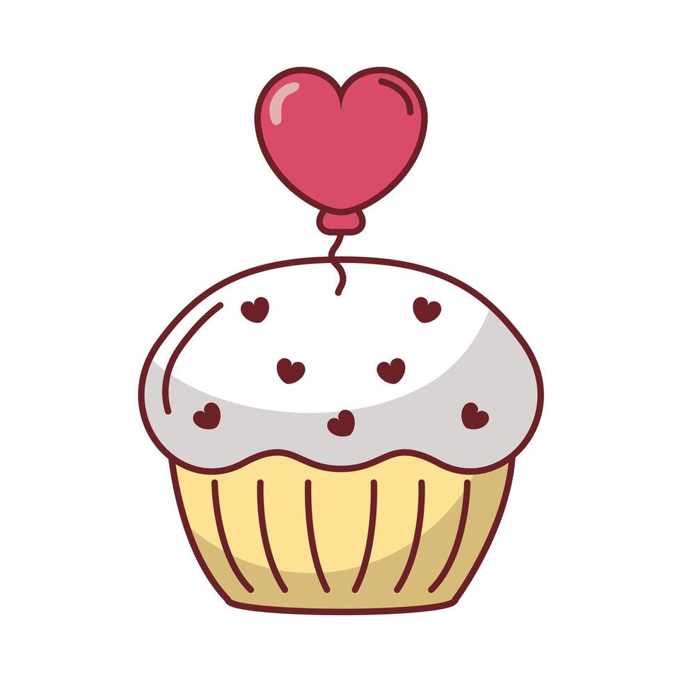 delicioso cupcake dulce con corazón vector