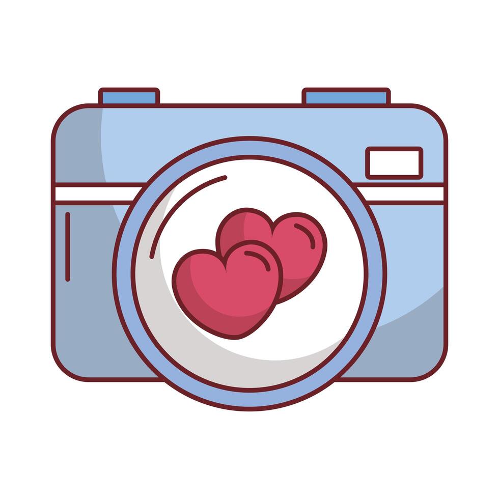 happy valentines day camera with heart vector