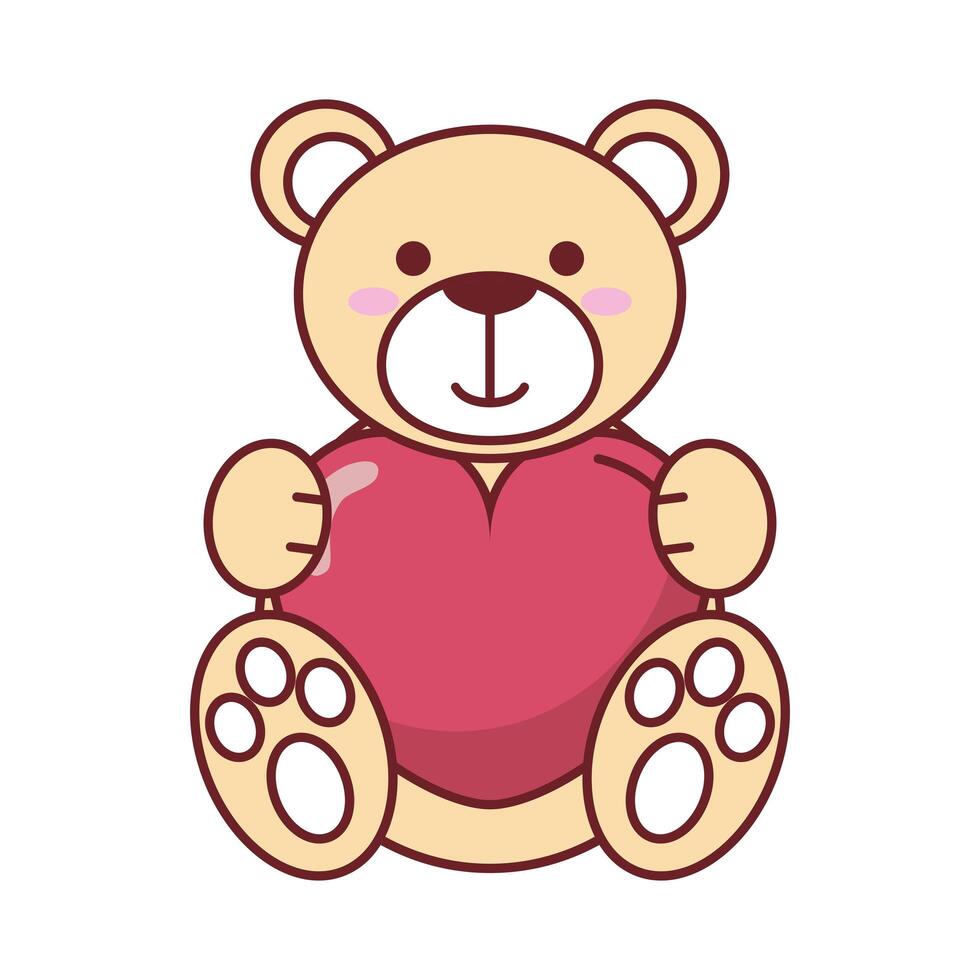 happy valentines day teddy bear with heart vector