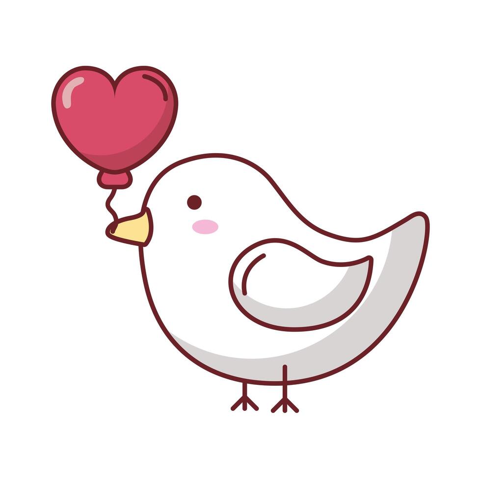 happy valentines day bird with heart vector