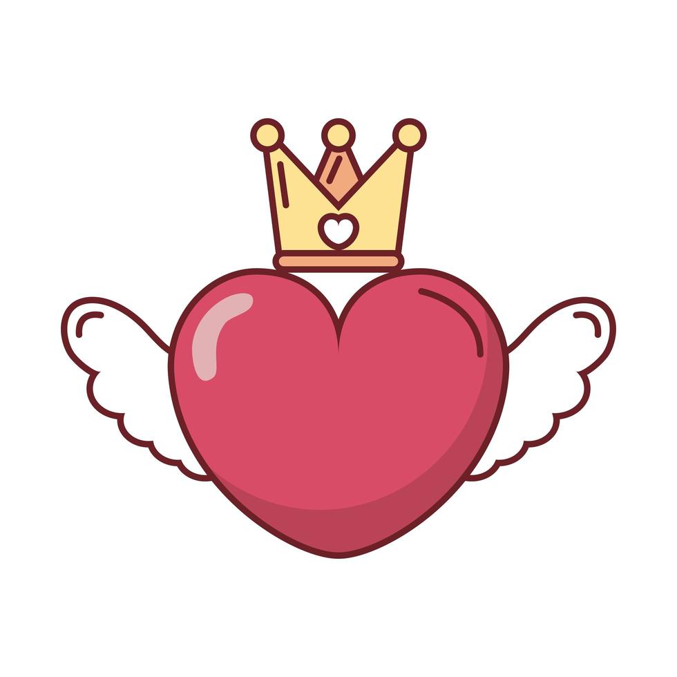 happy valentines day crown with heart vector