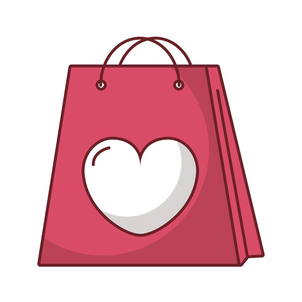 bolsa de compras con corazón de amor vector