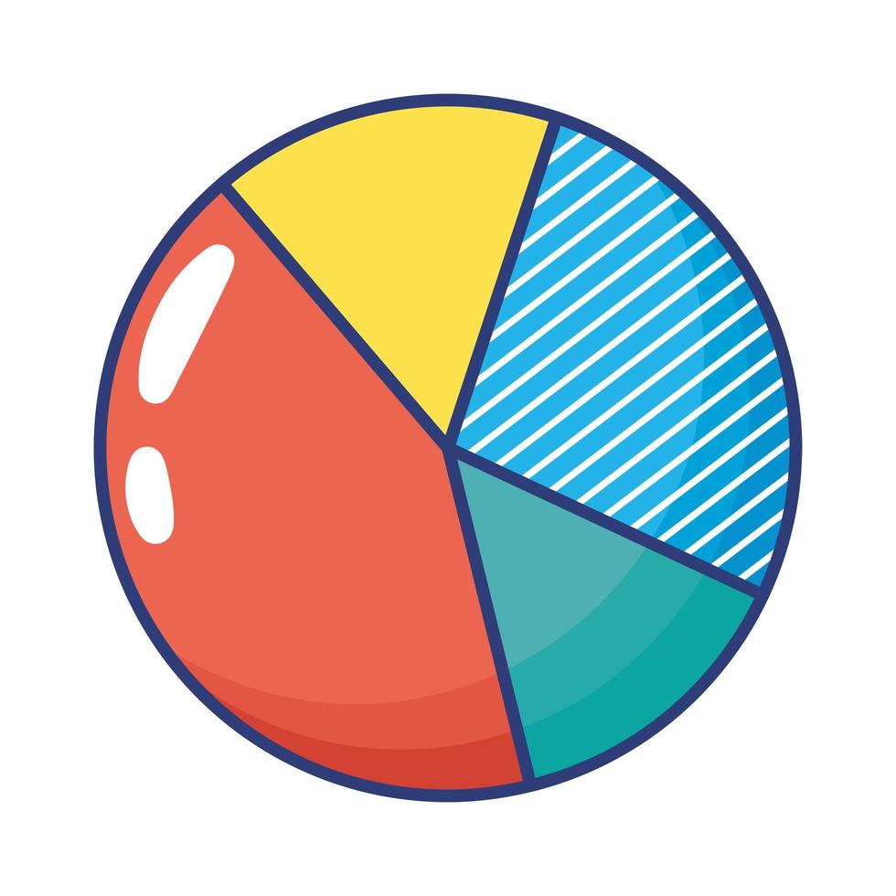 icono de estilo plano de gráfico circular de estadísticas vector