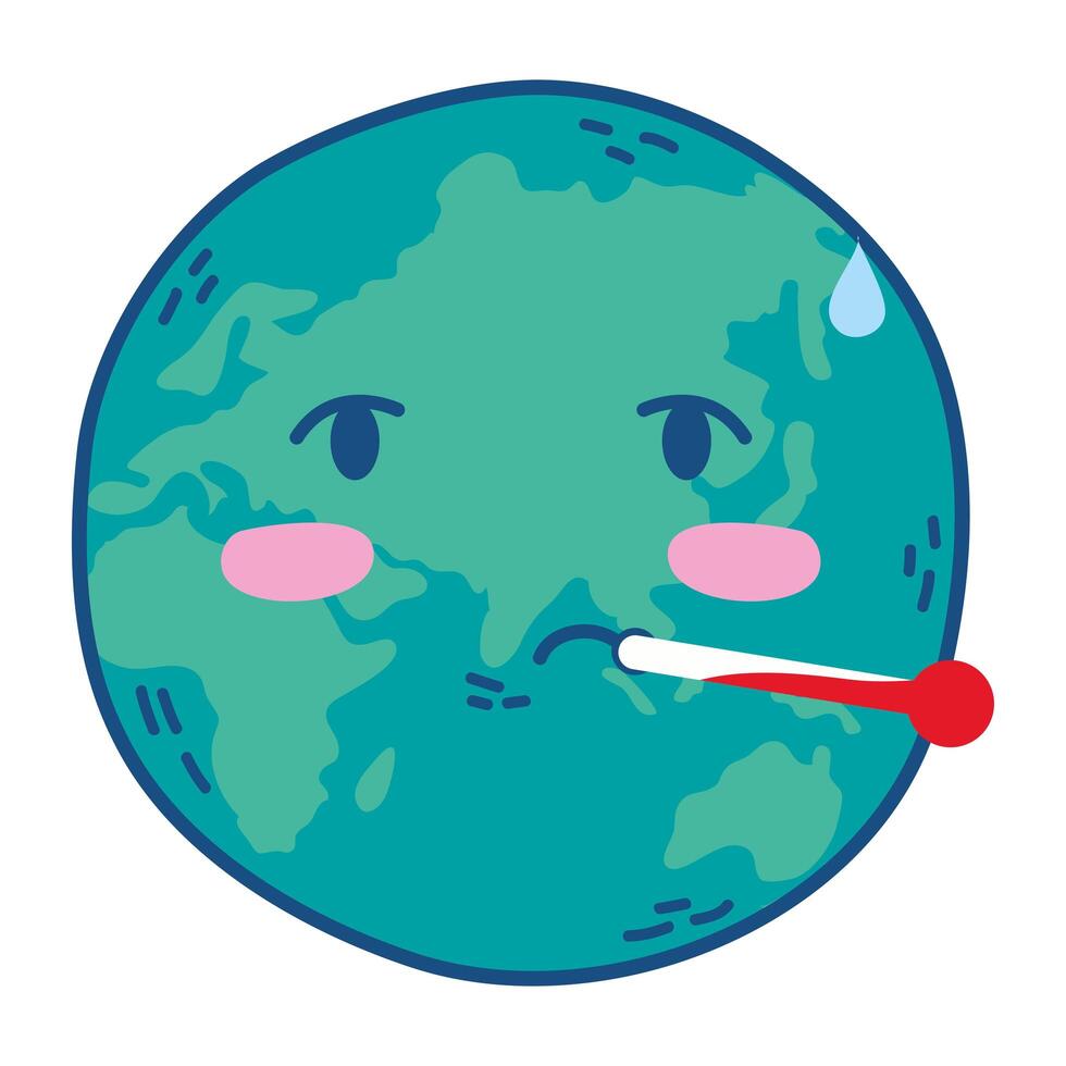 planet earth with thermometer vector