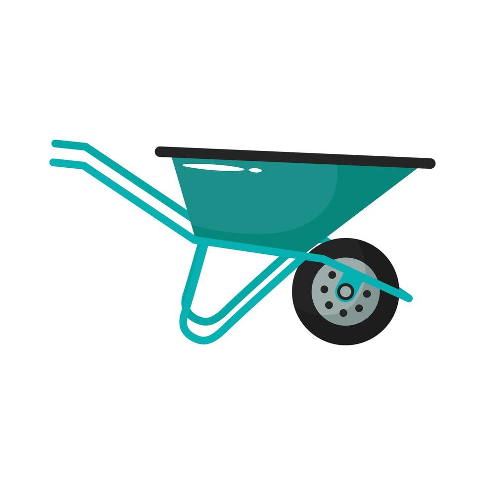 wheelbarrow gardening tool flat style vector