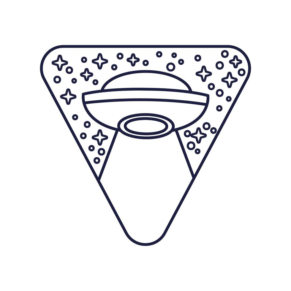 space triangular badge with ufo line style vector