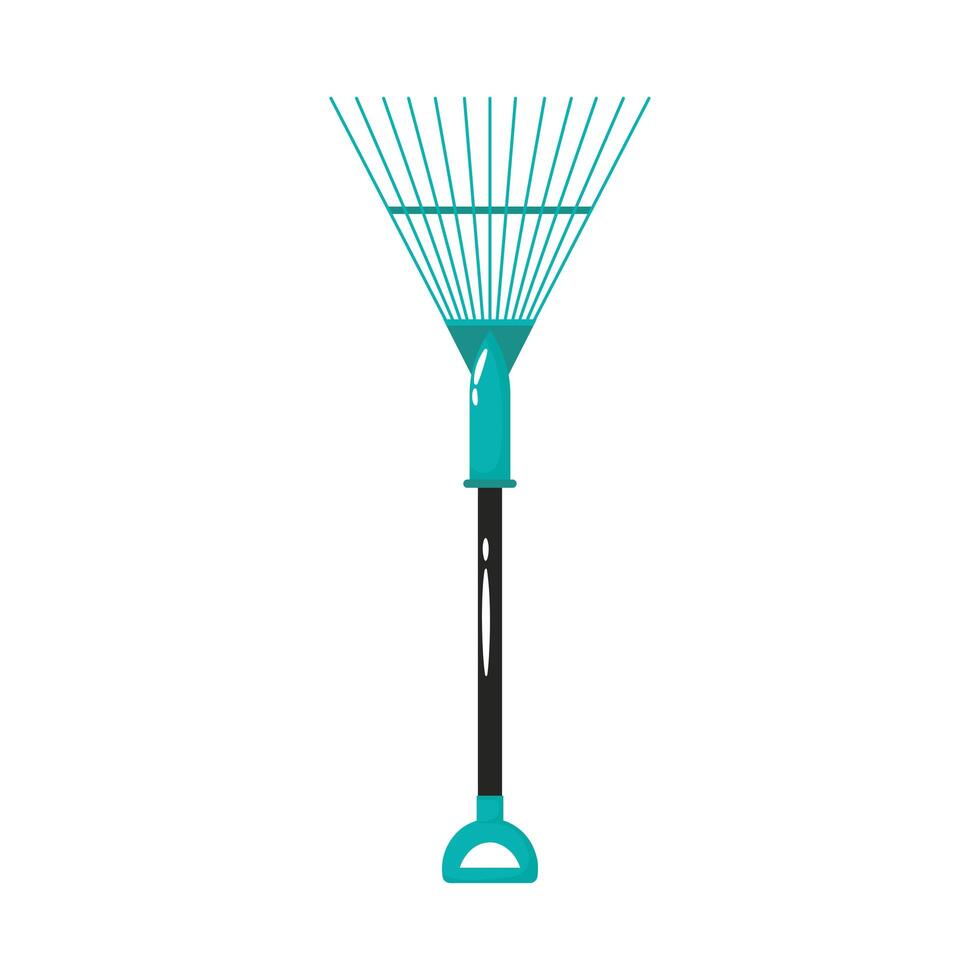 rake gardening tool flat style icon vector