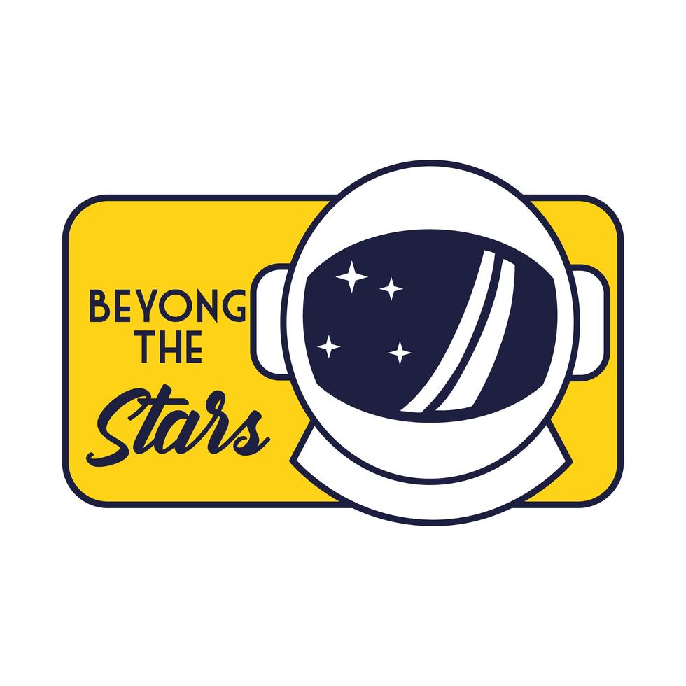 space badge with astronaut helmet line and fill style vector