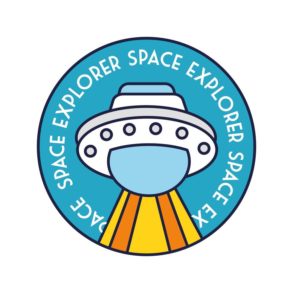 space circular badge with ufo flying line and fill style 1890256 Vector ...