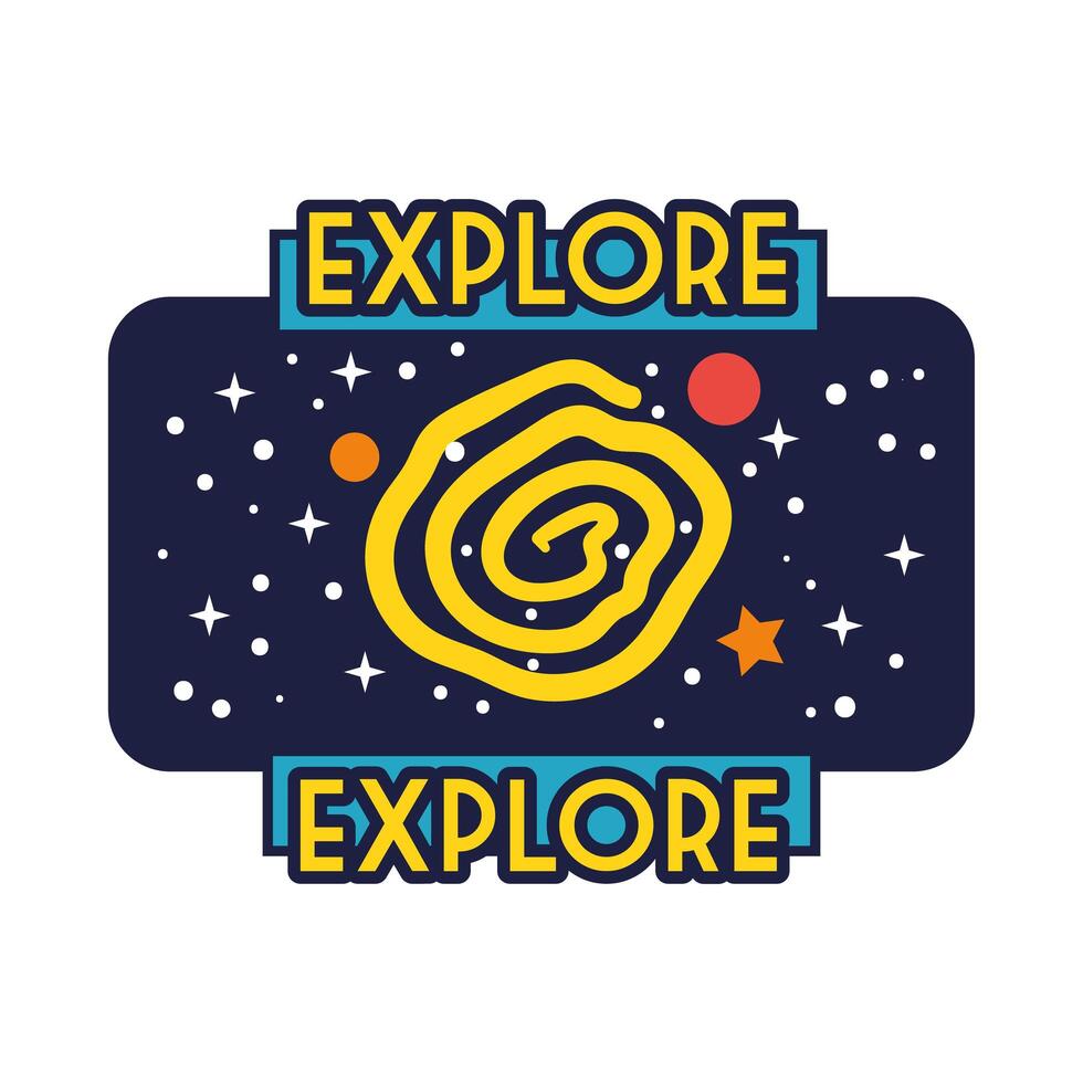 space badge with black hole line and fill style vector