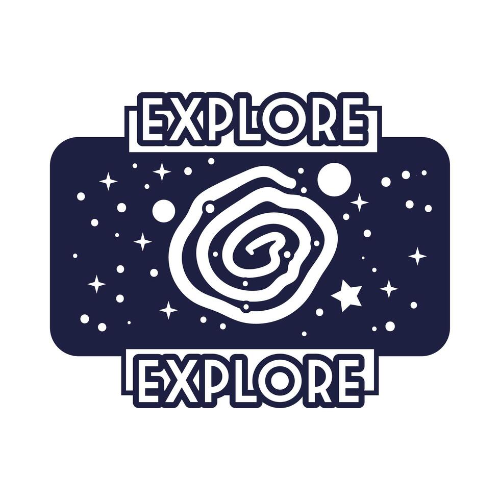 space badge with black hole line style vector