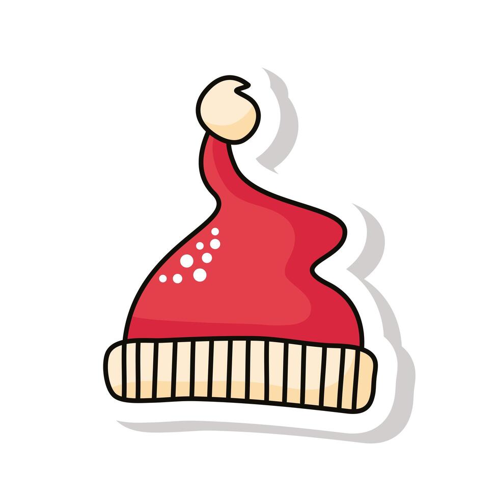 merry christmas red santa hat sticker vector