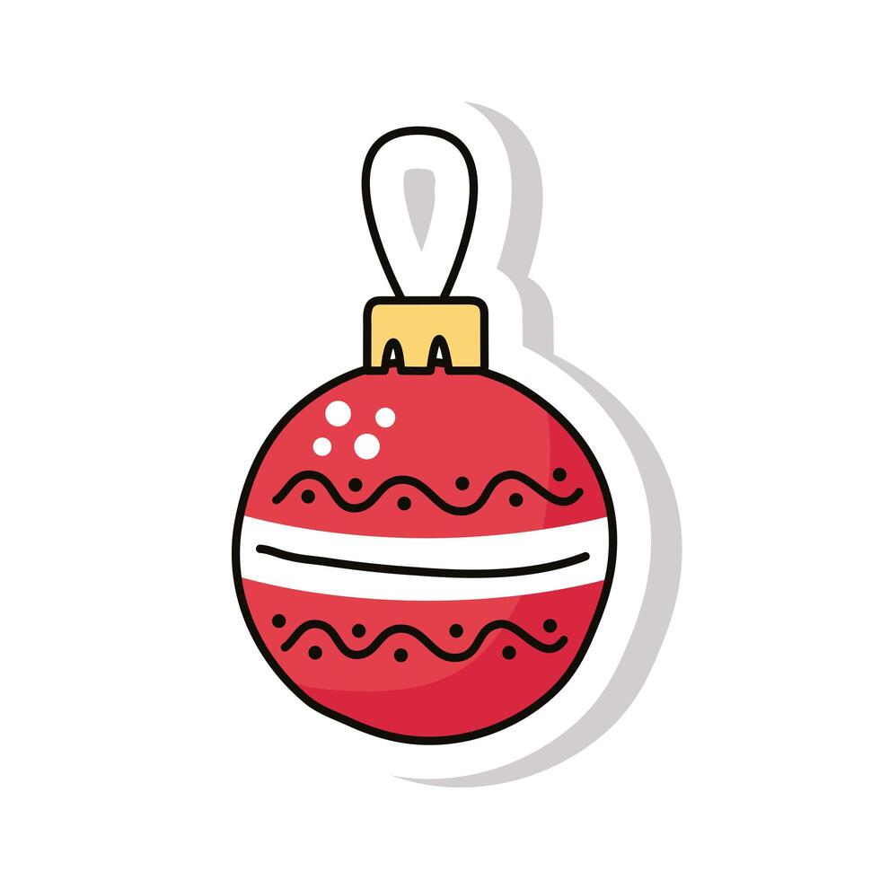 merry christmas ball sticker icon vector