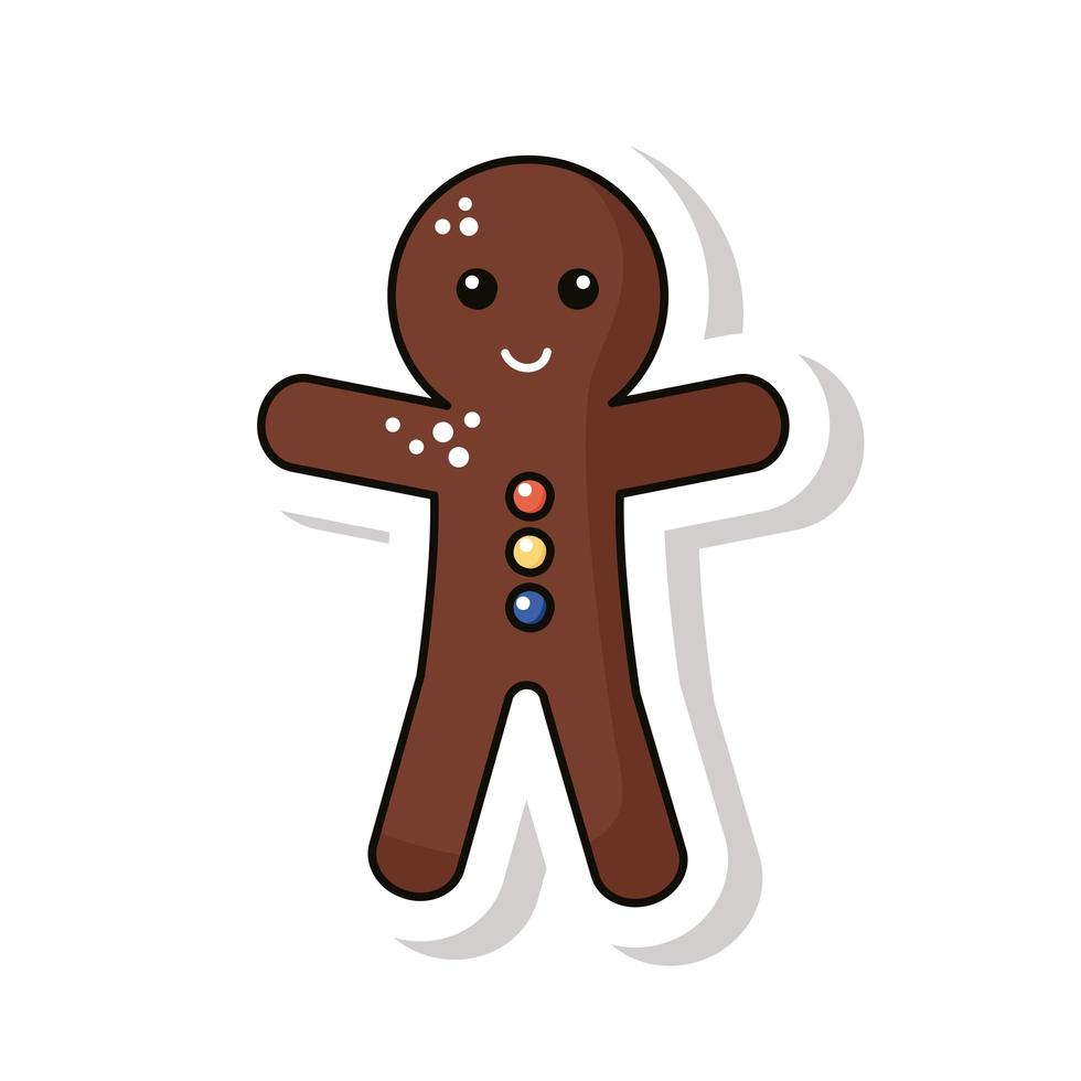 merry christmas ginger cookie sticker icon vector