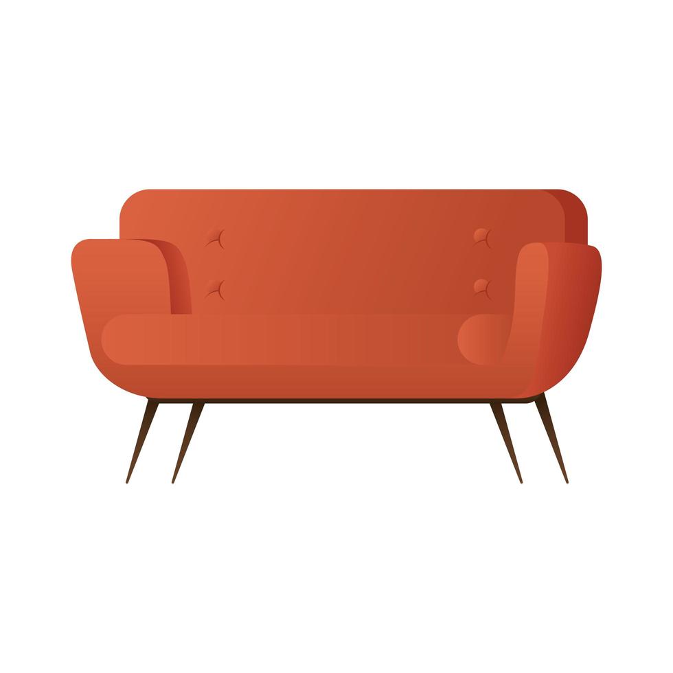 Sofá doble rojo aislado, diseño de ilustraciones vectoriales vector
