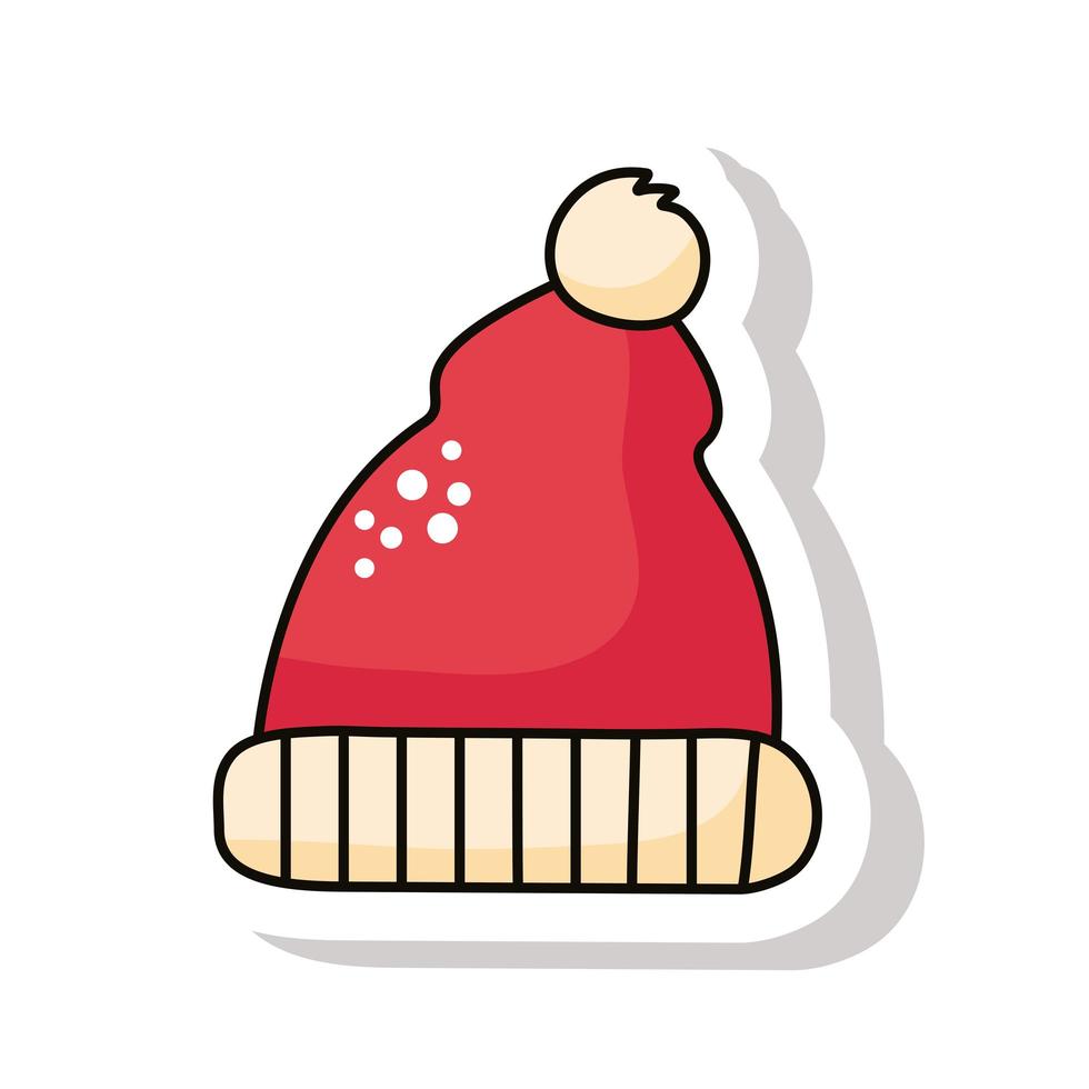 merry christmas santa hat color red sticker vector
