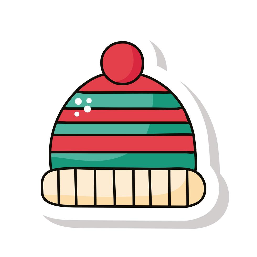 winter hat accessory sticker icon vector