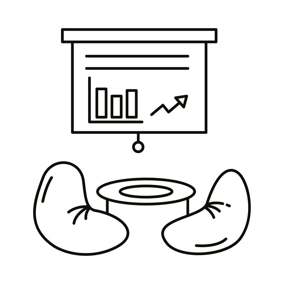 lugar de trabajo con icono de estilo de línea de estadísticas vector