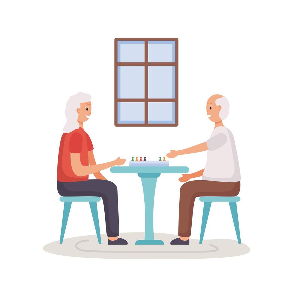 active senior couple playing ludo vector