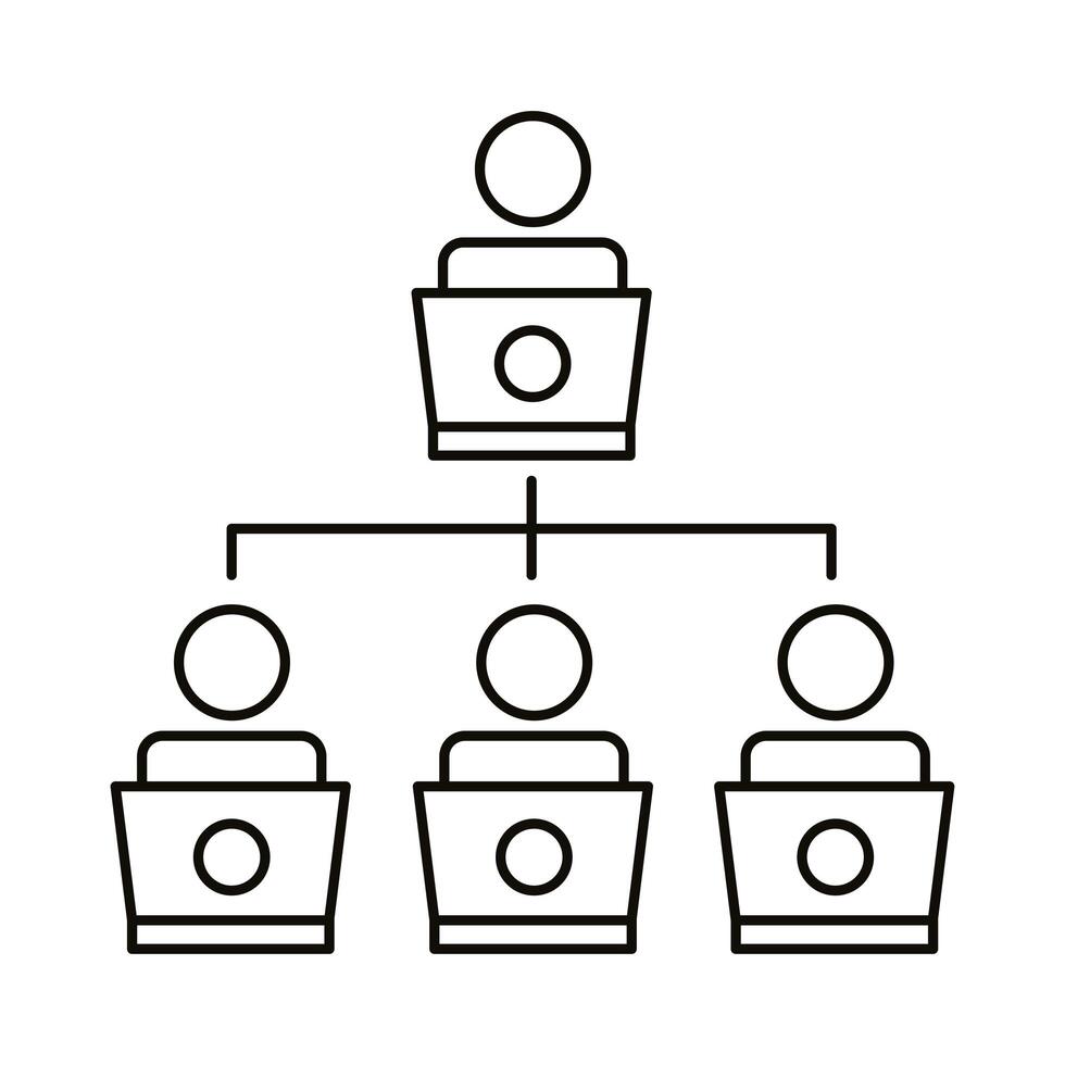 four worker network coworking line style icon vector