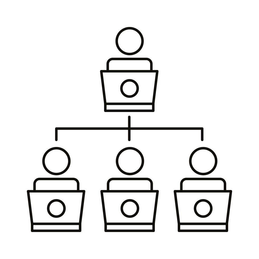 four worker network coworking line style icon vector