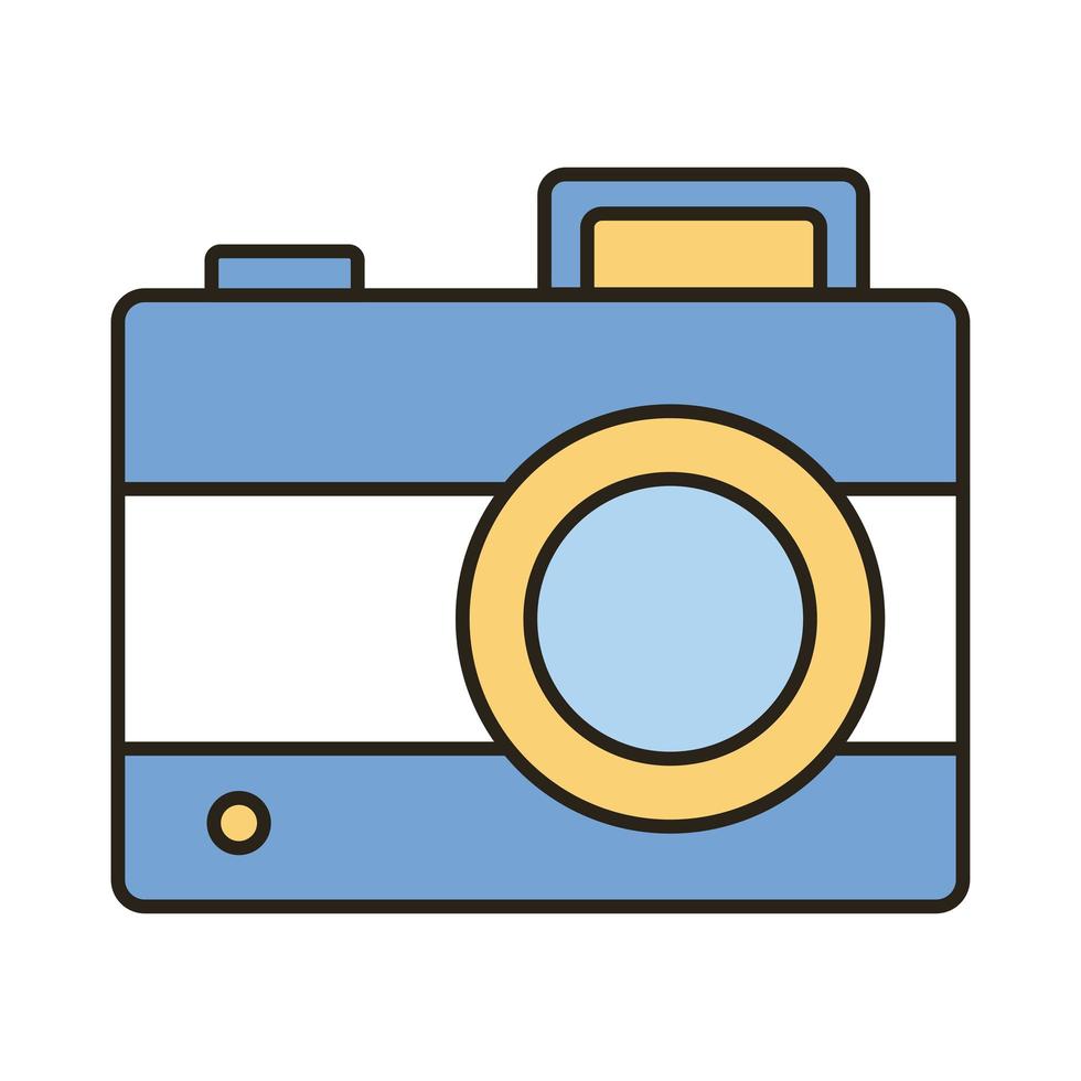 icono de estilo de relleno y línea fotográfica de cámara vector