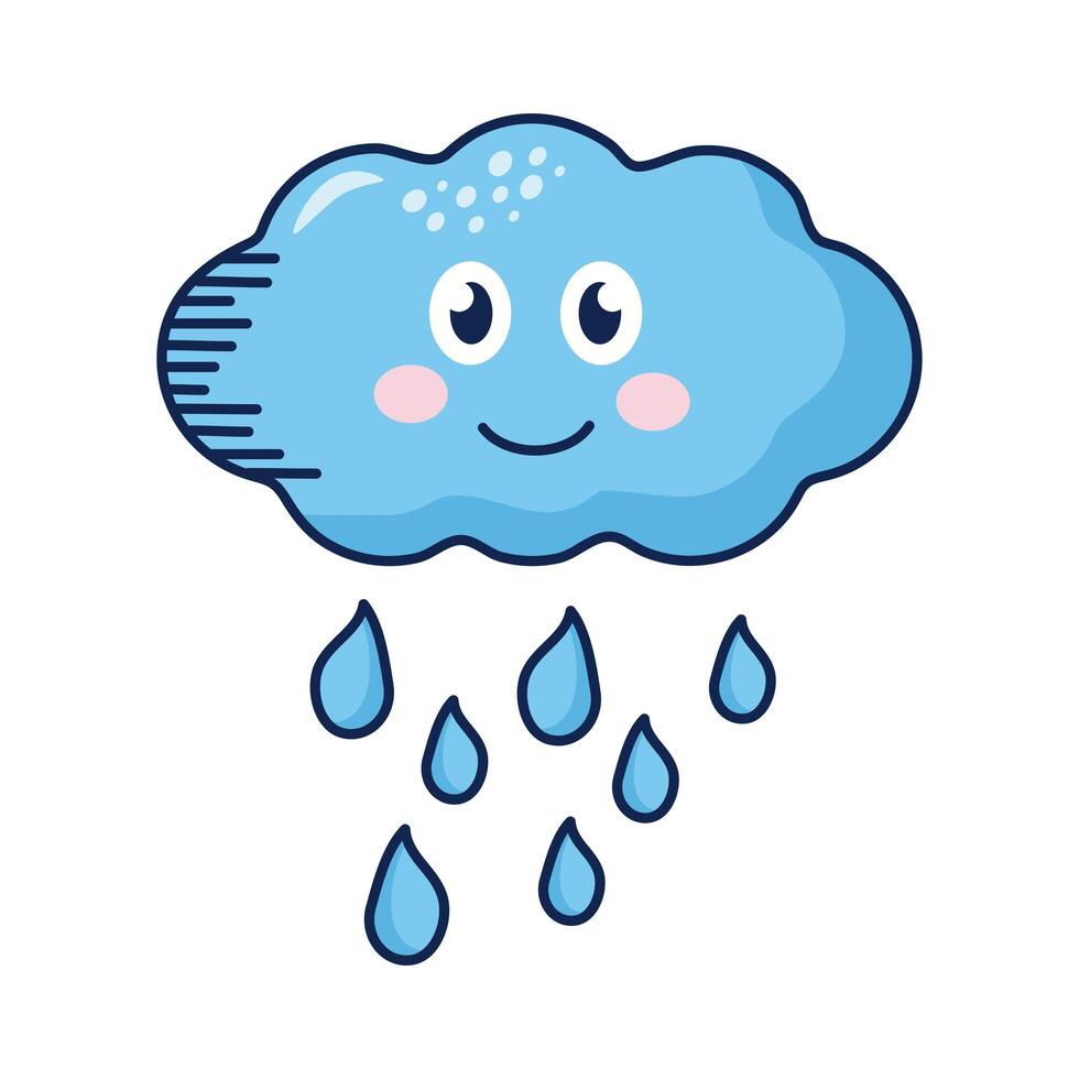 personaje de nube de lluvia kawaii vector